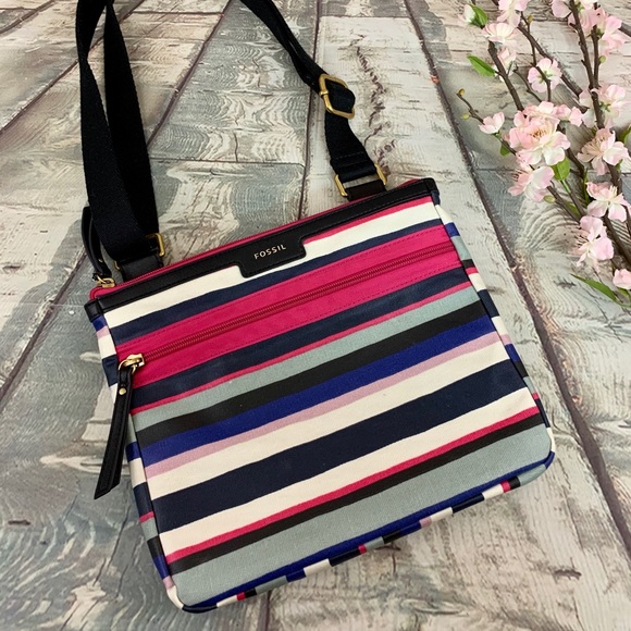 Fossil Handbags - Fossil Eliza Multicolored Striped Crossbody Purse